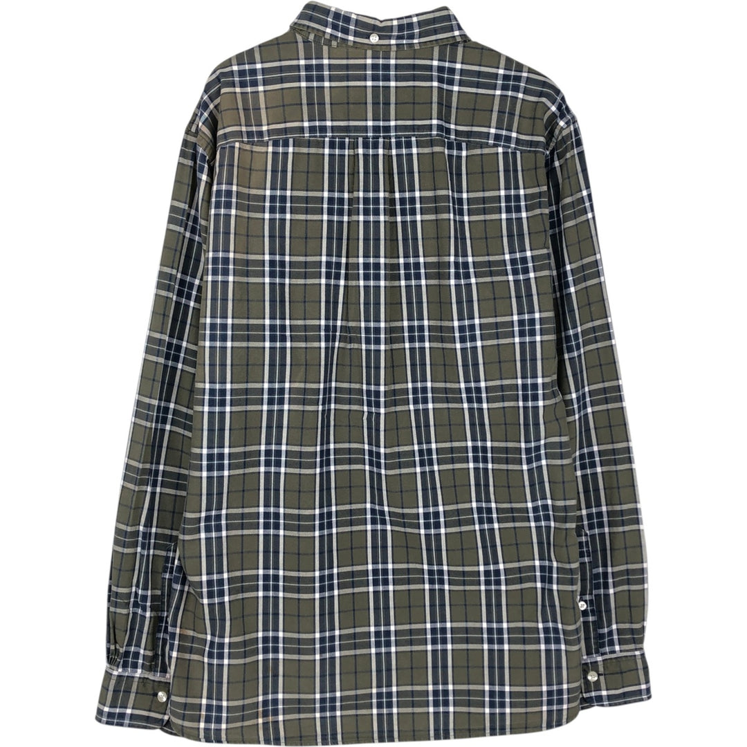 Brooks Brothers RED FLEECE Long-Sleeve Button-Down Check Shirt, Men's Size L (approx.) cotton Khaki type Vintage Second Hand
