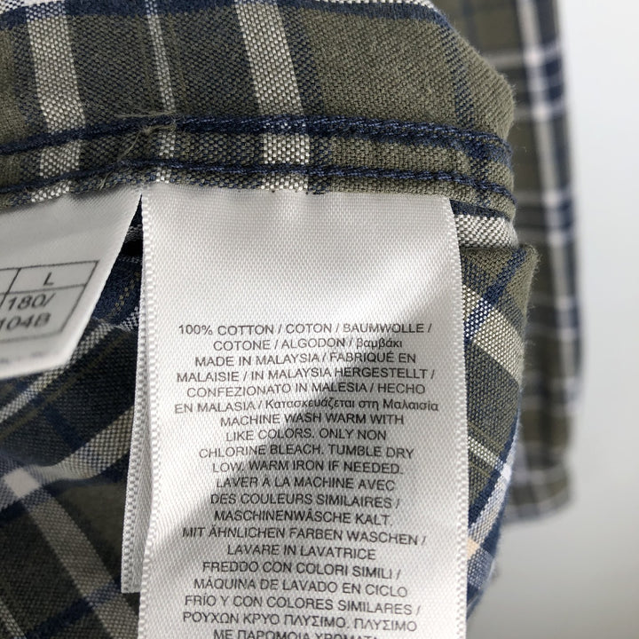 Brooks Brothers RED FLEECE Long-Sleeve Button-Down Check Shirt, Men's Size L (approx.) cotton Khaki type Vintage Second Hand