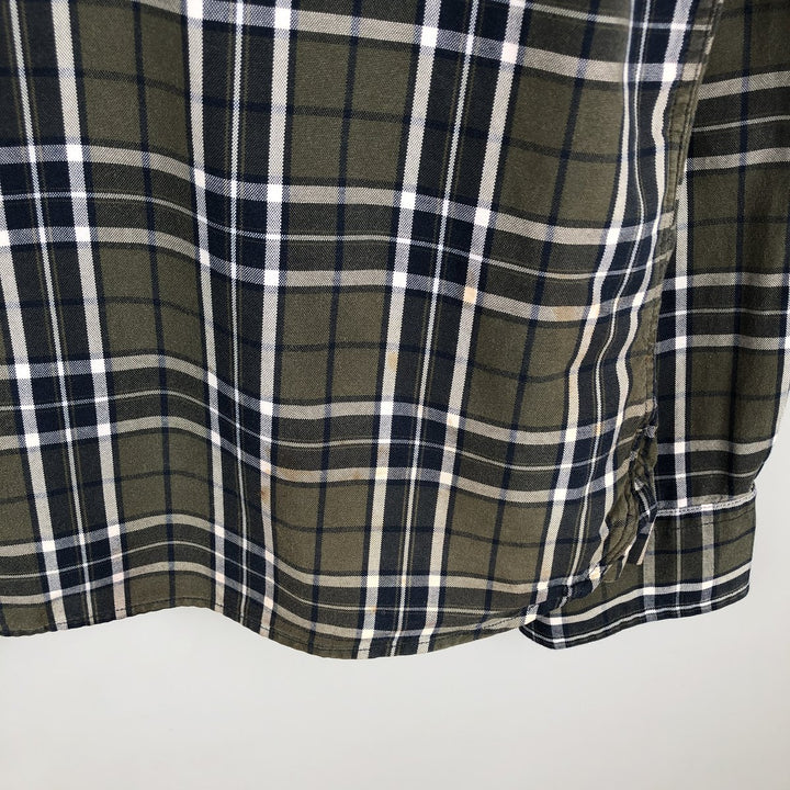 Brooks Brothers RED FLEECE Long-Sleeve Button-Down Check Shirt, Men's Size L (approx.) cotton Khaki type Vintage Second Hand