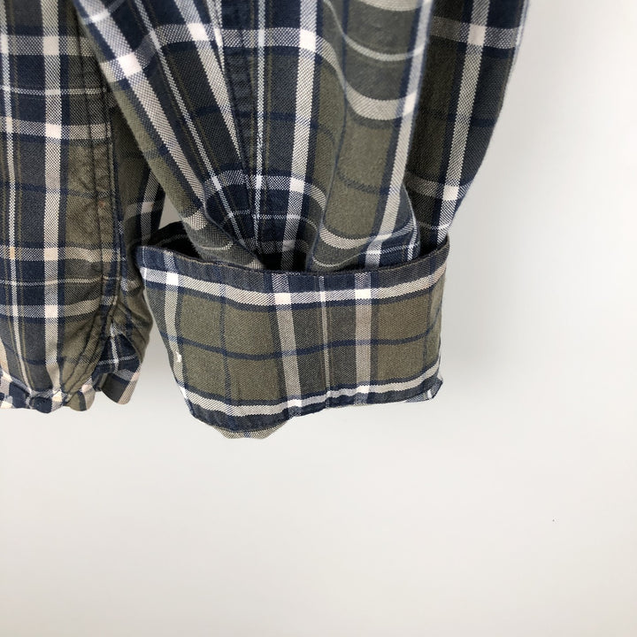 Brooks Brothers RED FLEECE Long-Sleeve Button-Down Check Shirt, Men's Size L (approx.) cotton Khaki type Vintage Second Hand