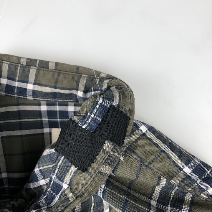 Brooks Brothers RED FLEECE Long-Sleeve Button-Down Check Shirt, Men's Size L (approx.) cotton Khaki type Vintage Second Hand