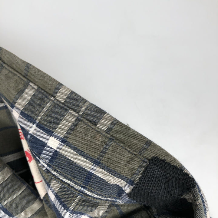 Brooks Brothers RED FLEECE Long-Sleeve Button-Down Check Shirt, Men's Size L (approx.) cotton Khaki type Vintage Second Hand