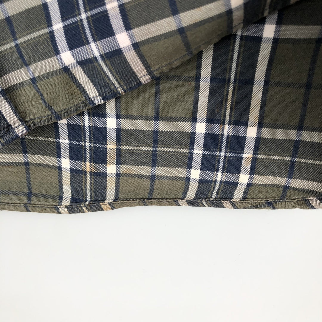 Brooks Brothers RED FLEECE Long-Sleeve Button-Down Check Shirt, Men's Size L (approx.) cotton Khaki type Vintage Second Hand