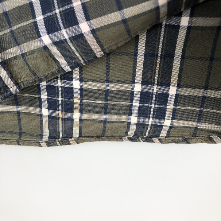 Brooks Brothers RED FLEECE Long-Sleeve Button-Down Check Shirt, Men's Size L (approx.) cotton Khaki type Vintage Second Hand