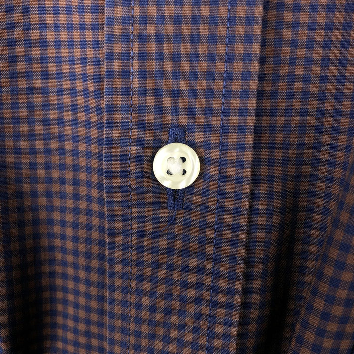 Big Size Brooks Brothers Est.1818 REGENT FIT Long Sleeve Cotton Check Shirt (Men's XXXL equivalent) Supima Cotton navy blue type Vintage Second Hand