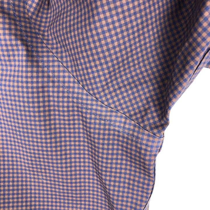 Big Size Brooks Brothers Est.1818 REGENT FIT Long Sleeve Cotton Check Shirt (Men's XXXL equivalent) Supima Cotton navy blue type Vintage Second Hand