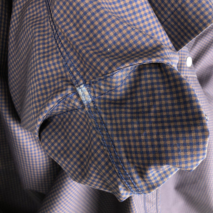 Big Size Brooks Brothers Est.1818 REGENT FIT Long Sleeve Cotton Check Shirt (Men's XXXL equivalent) Supima Cotton navy blue type Vintage Second Hand