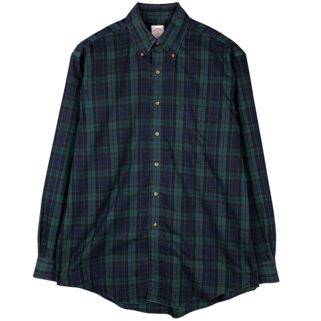 Brooks Brothers 346 Blackwatch Check Long-Sleeve Button-Down Check Shirt, Men's Size M (approx.) cotton green type Vintage Second Hand