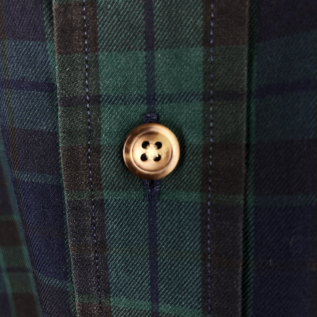 Brooks Brothers 346 Blackwatch Check Long-Sleeve Button-Down Check Shirt, Men's Size M (approx.) cotton green type Vintage Second Hand