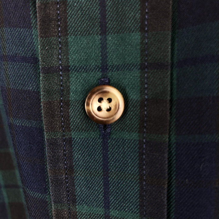 Brooks Brothers 346 Blackwatch Check Long-Sleeve Button-Down Check Shirt, Men's Size M (approx.) cotton green type Vintage Second Hand