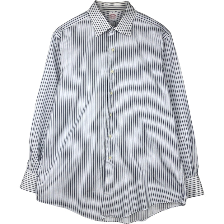 Brooks Brothers Est.1818 MAKERS Multi-Stripe Long-Sleeve Striped Shirt, Men's Size XL (approx.) unclear navy blue type Vintage Second Hand
