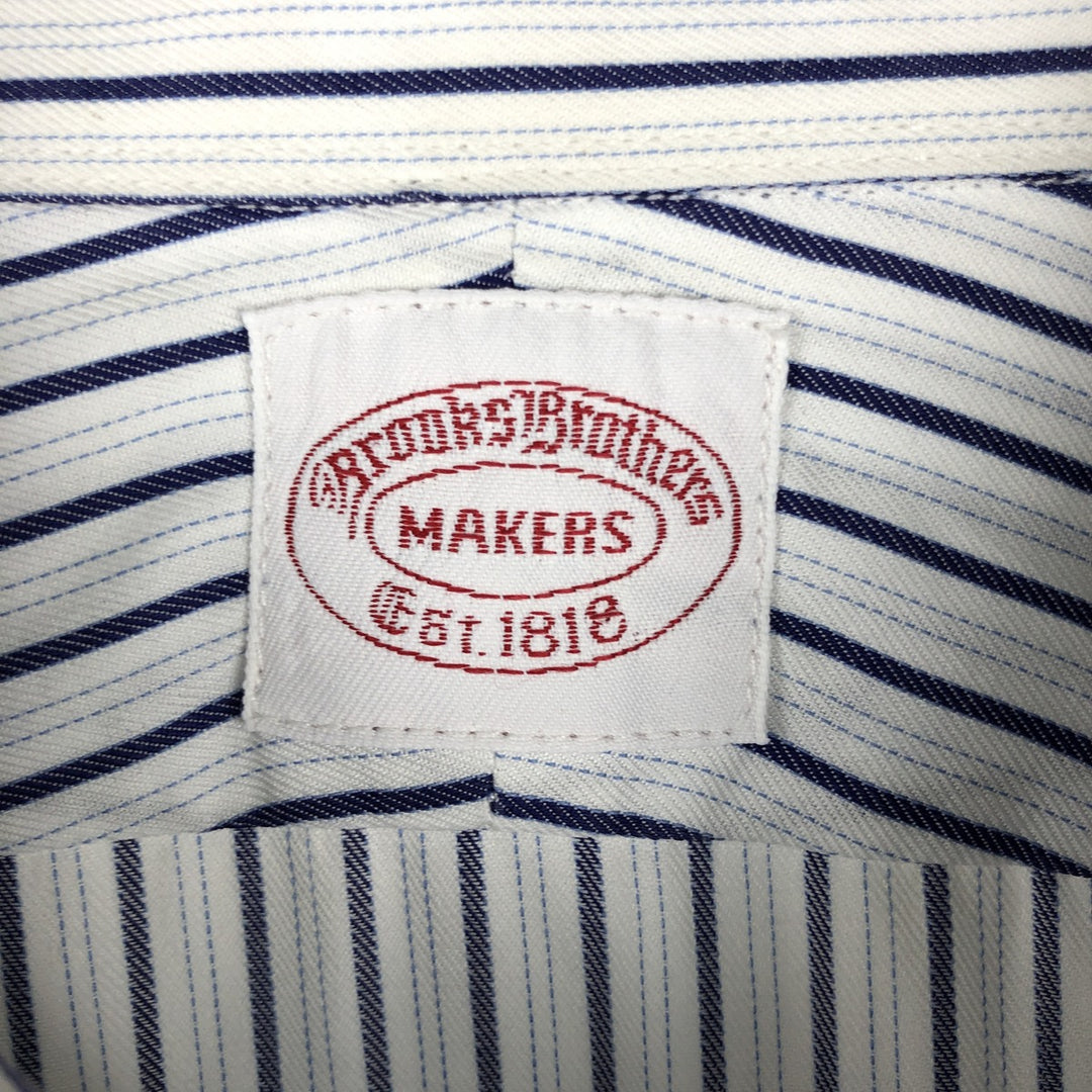 Brooks Brothers Est.1818 MAKERS Multi-Stripe Long-Sleeve Striped Shirt, Men's Size XL (approx.) unclear navy blue type Vintage Second Hand
