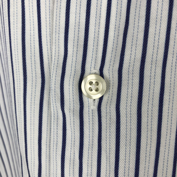 Brooks Brothers Est.1818 MAKERS Multi-Stripe Long-Sleeve Striped Shirt, Men's Size XL (approx.) unclear navy blue type Vintage Second Hand