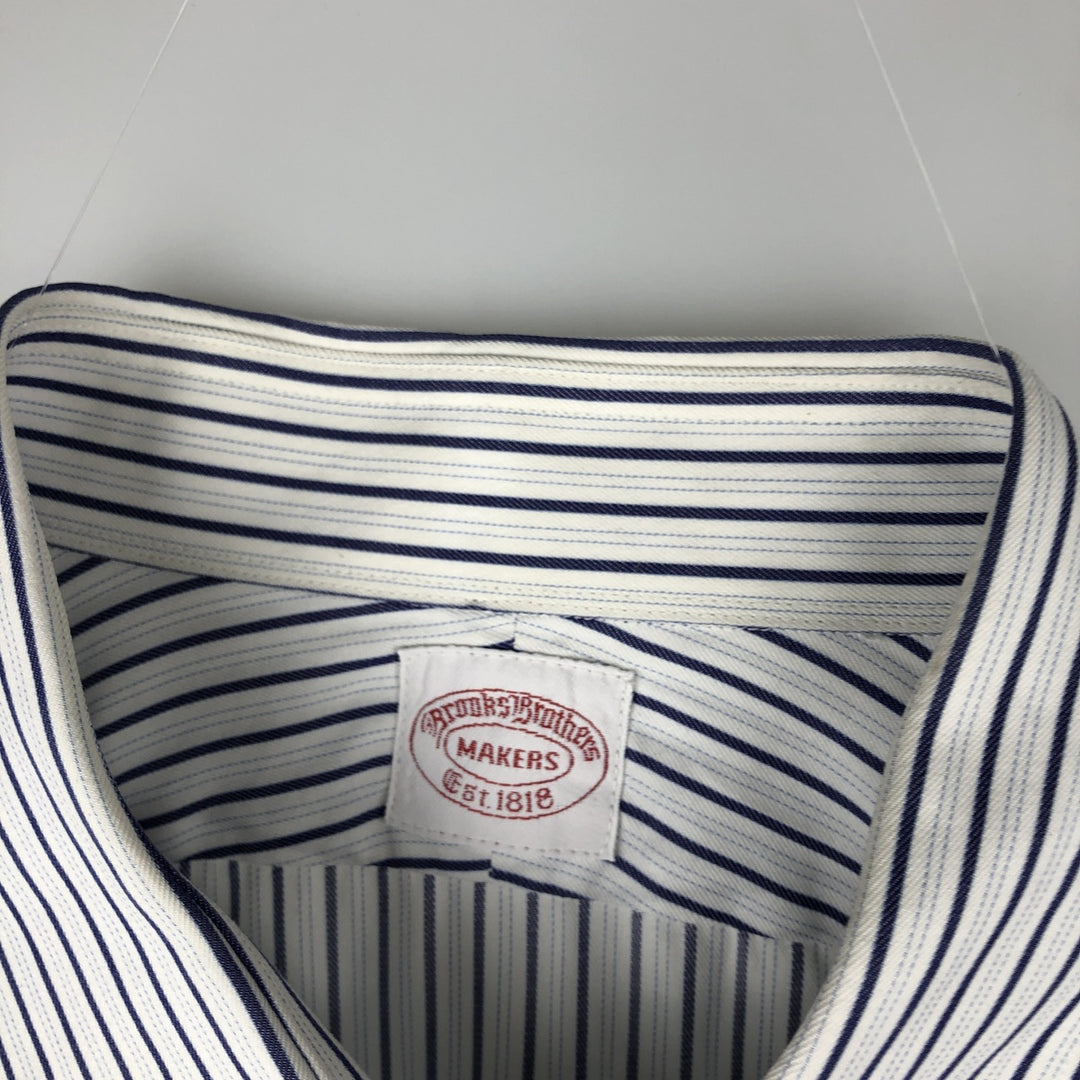 Brooks Brothers Est.1818 MAKERS Multi-Stripe Long-Sleeve Striped Shirt, Men's Size XL (approx.) unclear navy blue type Vintage Second Hand