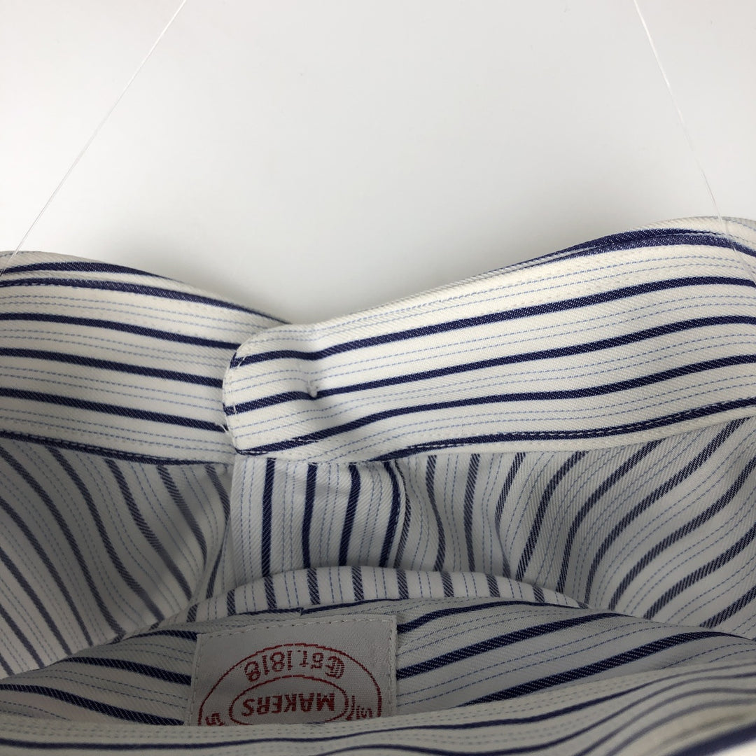 Brooks Brothers Est.1818 MAKERS Multi-Stripe Long-Sleeve Striped Shirt, Men's Size XL (approx.) unclear navy blue type Vintage Second Hand