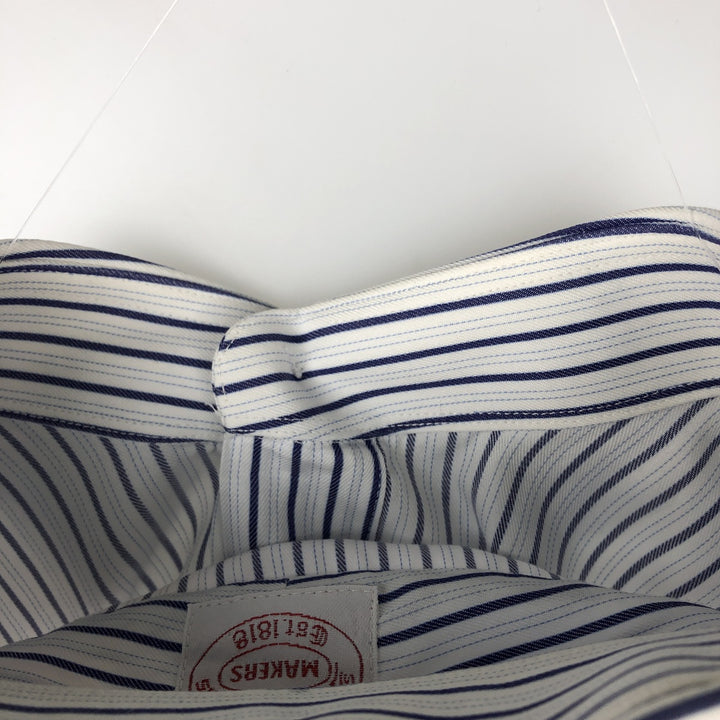 Brooks Brothers Est.1818 MAKERS Multi-Stripe Long-Sleeve Striped Shirt, Men's Size XL (approx.) unclear navy blue type Vintage Second Hand