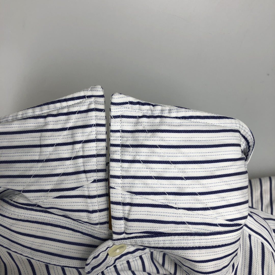 Brooks Brothers Est.1818 MAKERS Multi-Stripe Long-Sleeve Striped Shirt, Men's Size XL (approx.) unclear navy blue type Vintage Second Hand