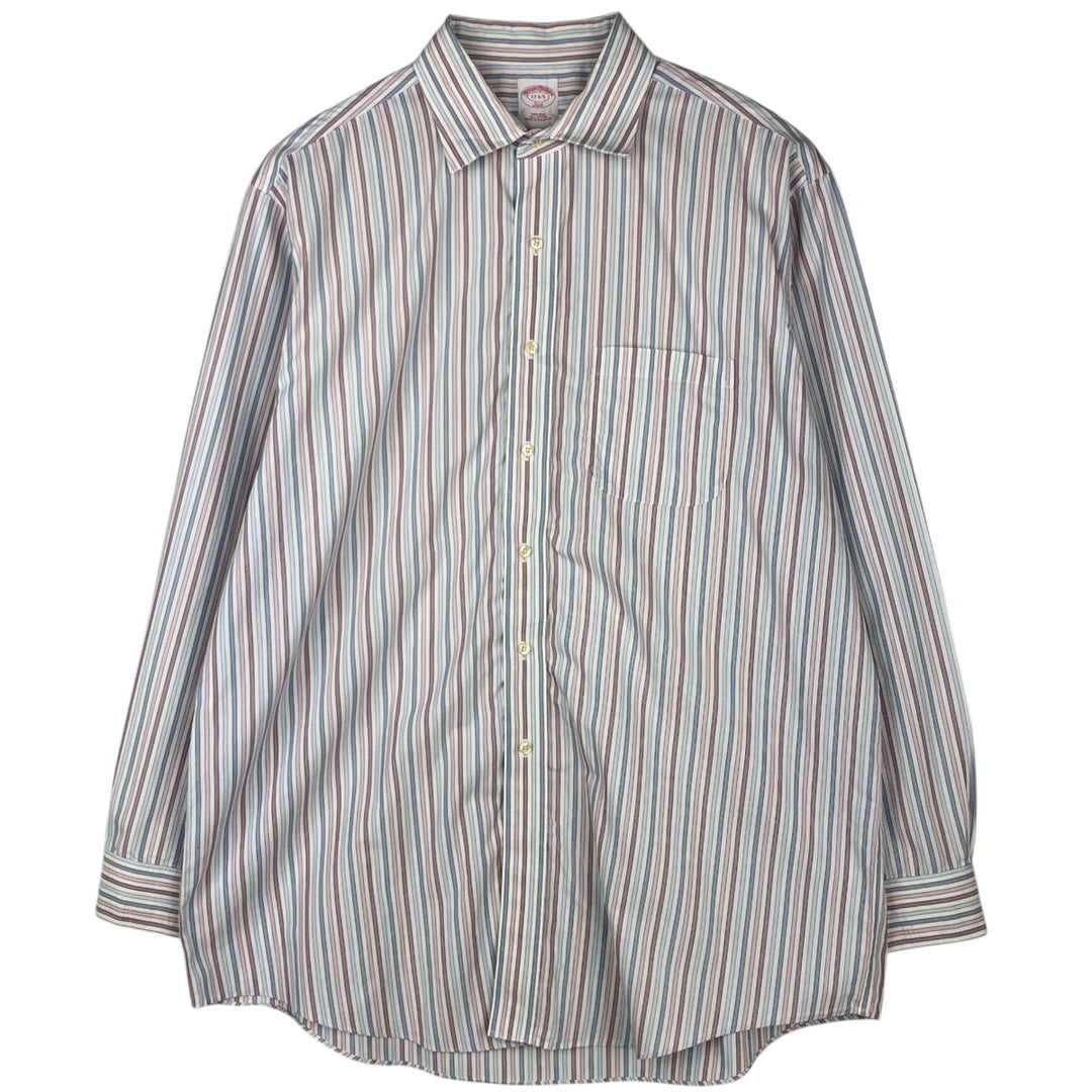 Brooks Brothers 346 Long-Sleeve Striped Shirt, Men's Size XXL (approx.) cotton white type Vintage Second Hand