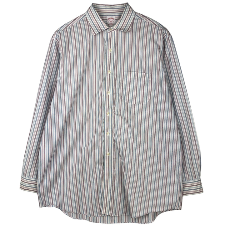 Brooks Brothers 346 Long-Sleeve Striped Shirt, Men's Size XXL (approx.) cotton white type Vintage Second Hand