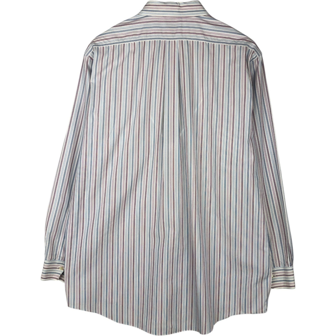 Brooks Brothers 346 Long-Sleeve Striped Shirt, Men's Size XXL (approx.) cotton white type Vintage Second Hand