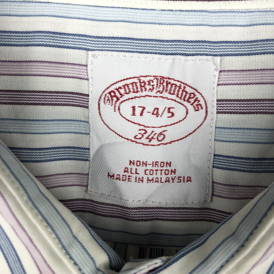 Brooks Brothers 346 Long-Sleeve Striped Shirt, Men's Size XXL (approx.) cotton white type Vintage Second Hand