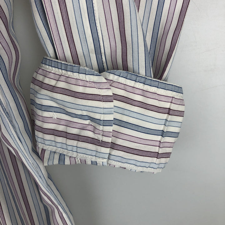 Brooks Brothers 346 Long-Sleeve Striped Shirt, Men's Size XXL (approx.) cotton white type Vintage Second Hand