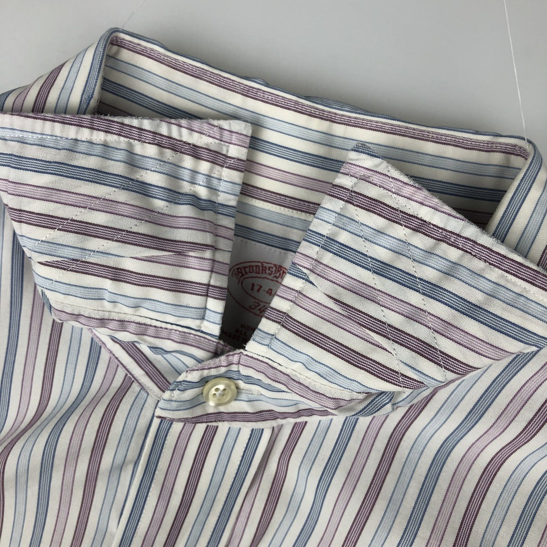 Brooks Brothers 346 Long-Sleeve Striped Shirt, Men's Size XXL (approx.) cotton white type Vintage Second Hand