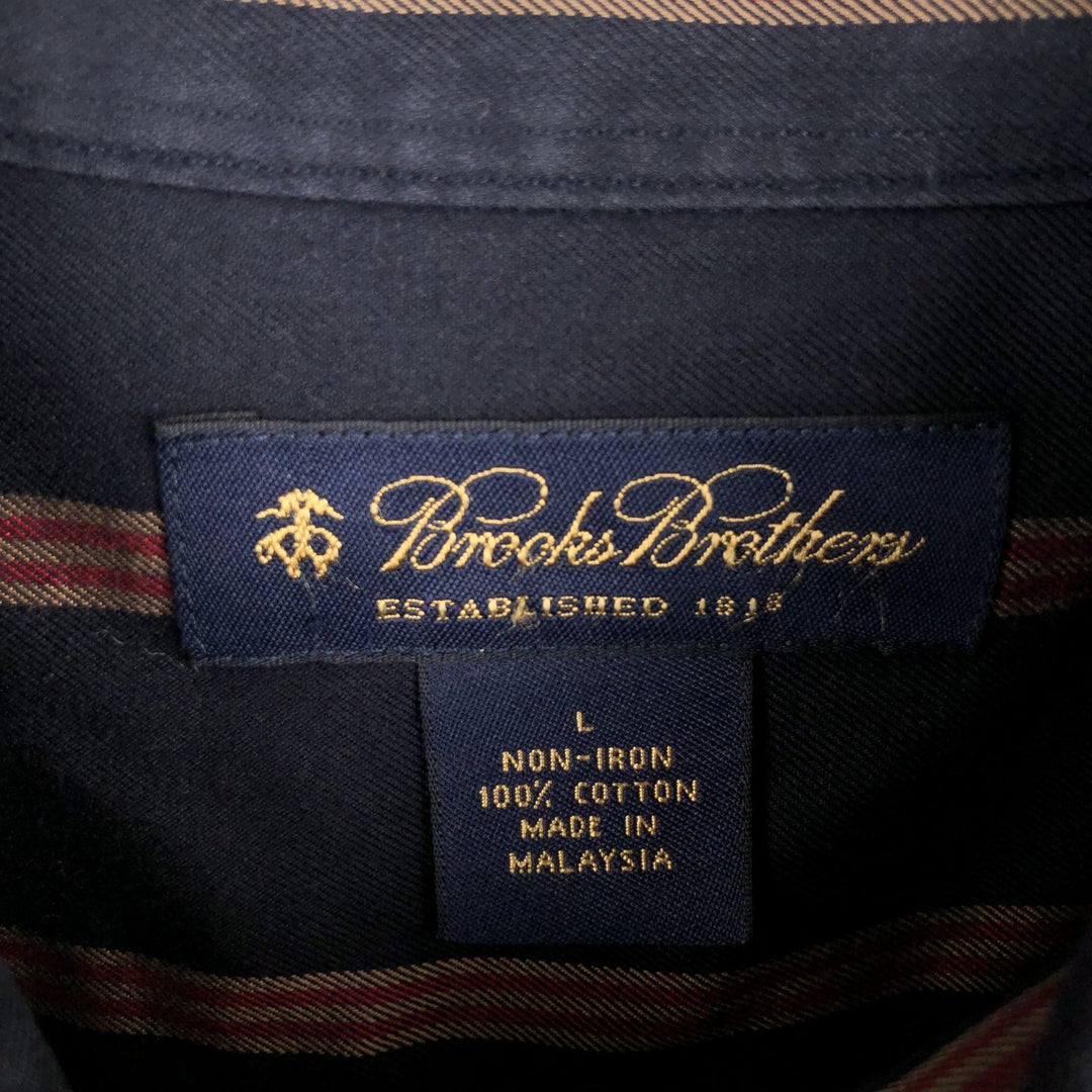 Brooks Brothers Multi-Stripe Long Sleeve Button-Down Striped Shirt, Men's Size L cotton navy blue type Vintage Second Hand