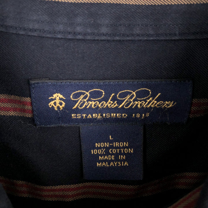 Brooks Brothers Multi-Stripe Long Sleeve Button-Down Striped Shirt, Men's Size L cotton navy blue type Vintage Second Hand