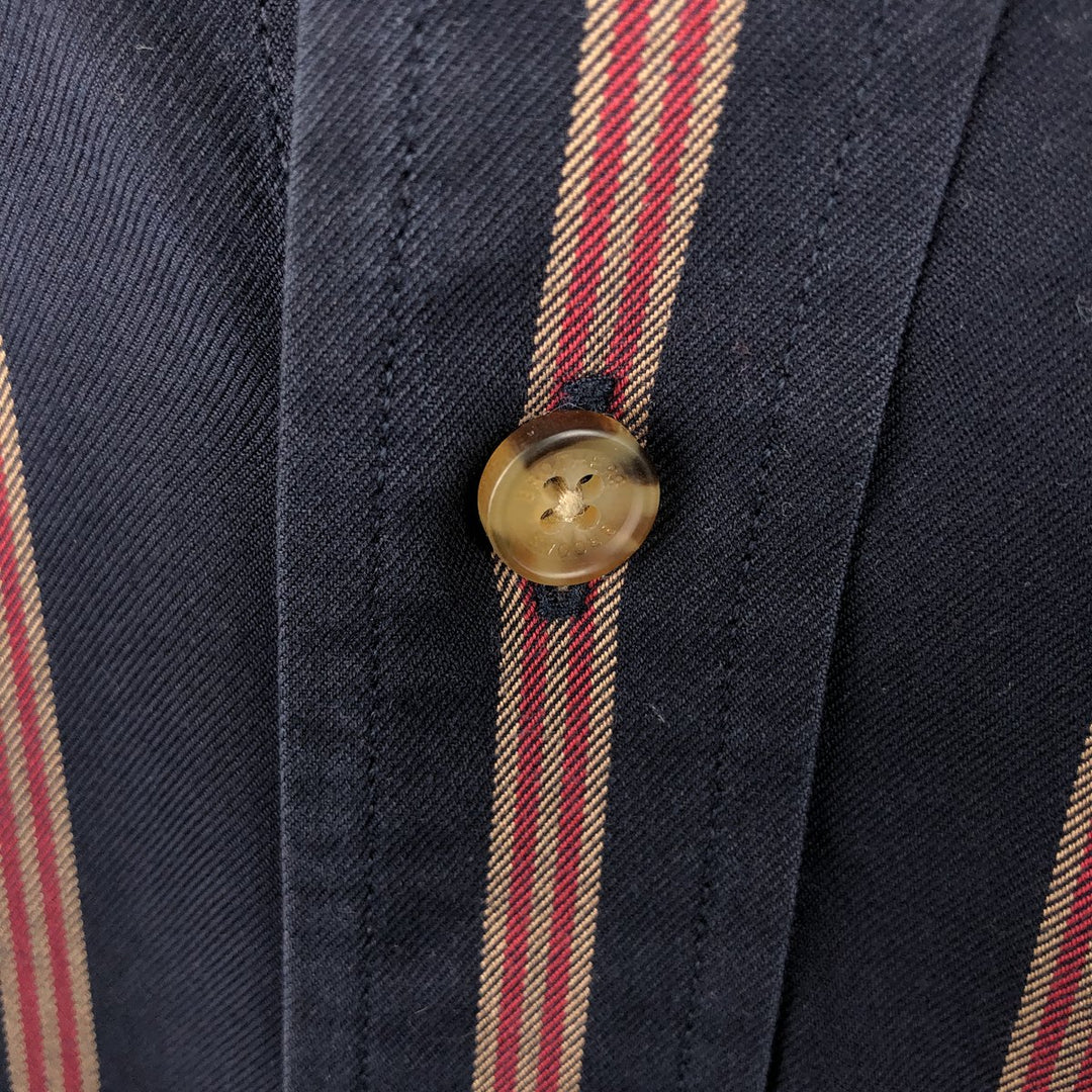 Brooks Brothers Multi-Stripe Long Sleeve Button-Down Striped Shirt, Men's Size L cotton navy blue type Vintage Second Hand