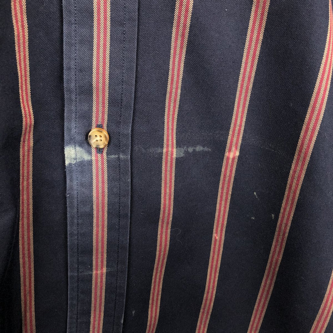 Brooks Brothers Multi-Stripe Long Sleeve Button-Down Striped Shirt, Men's Size L cotton navy blue type Vintage Second Hand