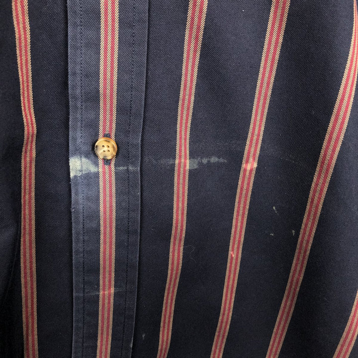 Brooks Brothers Multi-Stripe Long Sleeve Button-Down Striped Shirt, Men's Size L cotton navy blue type Vintage Second Hand