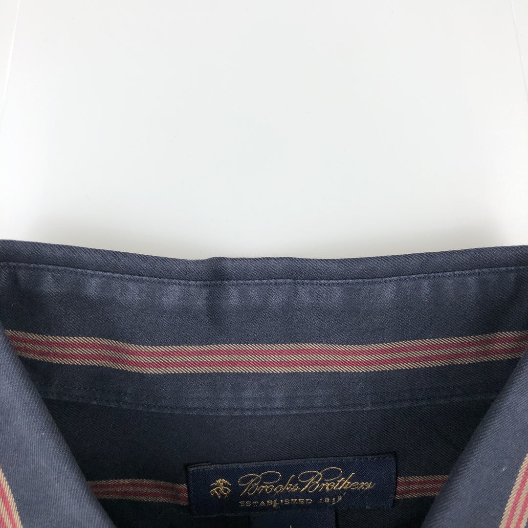 Brooks Brothers Multi-Stripe Long Sleeve Button-Down Striped Shirt, Men's Size L cotton navy blue type Vintage Second Hand