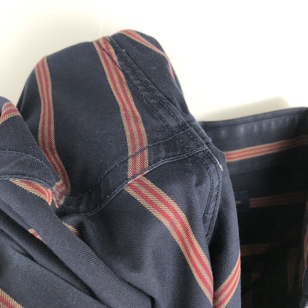 Brooks Brothers Multi-Stripe Long Sleeve Button-Down Striped Shirt, Men's Size L cotton navy blue type Vintage Second Hand