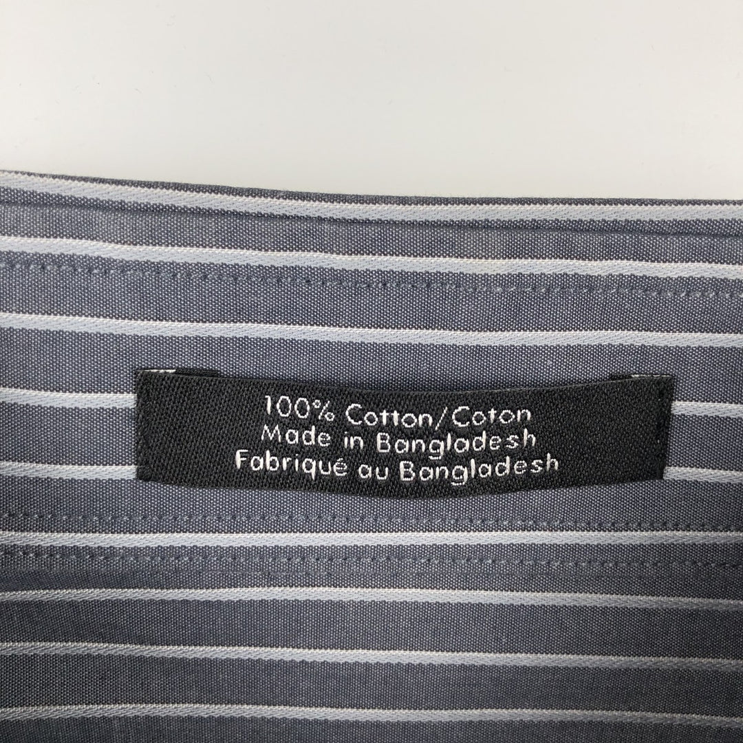 Calvin Klein Long Sleeve Cotton Striped Shirt, Men's Size L cotton gray type Vintage Second Hand