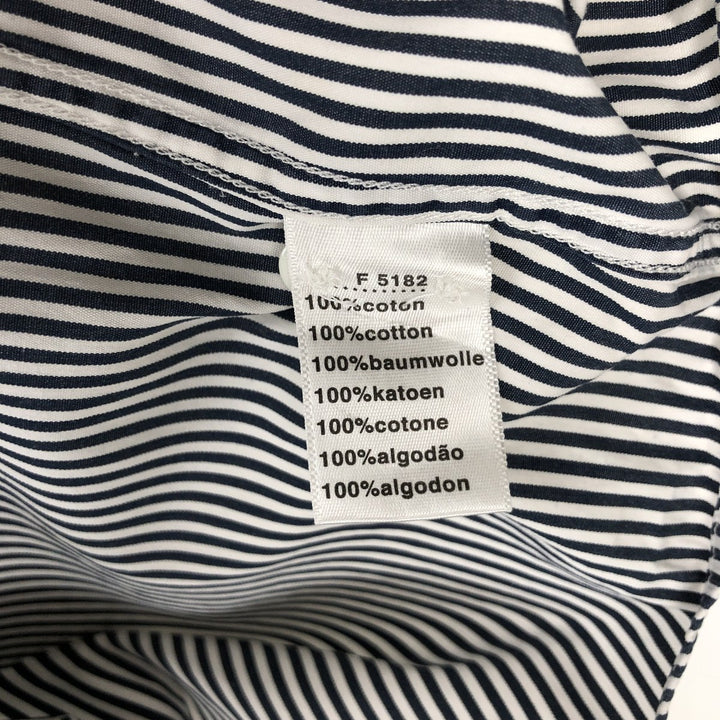 Lacoste Stripe Pattern Long-Sleeve Cotton Stripe Shirt, Made in France, Size 42 (Men's L equivalent) cotton white type Vintage Second Hand