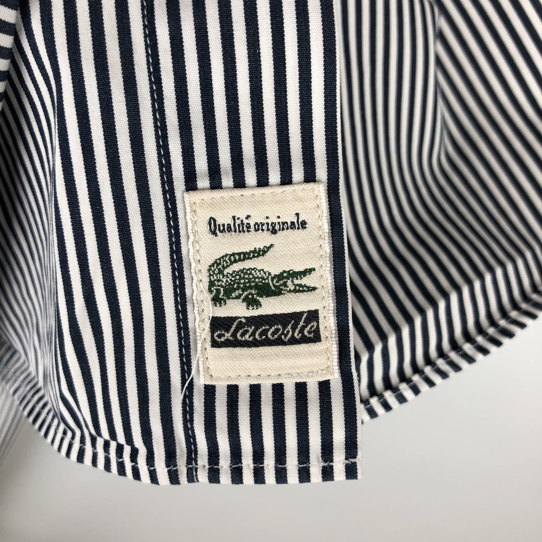 Lacoste Stripe Pattern Long-Sleeve Cotton Stripe Shirt, Made in France, Size 42 (Men's L equivalent) cotton white type Vintage Second Hand