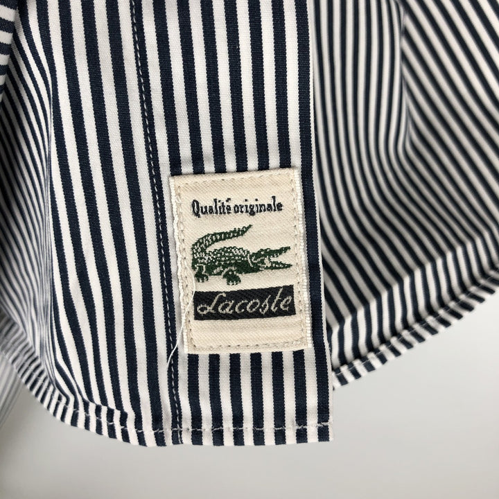Lacoste Stripe Pattern Long-Sleeve Cotton Stripe Shirt, Made in France, Size 42 (Men's L equivalent) cotton white type Vintage Second Hand