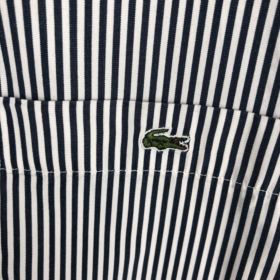 Lacoste Stripe Pattern Long-Sleeve Cotton Stripe Shirt, Made in France, Size 42 (Men's L equivalent) cotton white type Vintage Second Hand