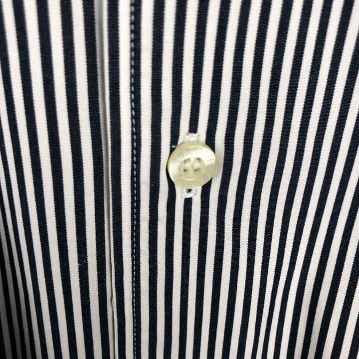 Lacoste Stripe Pattern Long-Sleeve Cotton Stripe Shirt, Made in France, Size 42 (Men's L equivalent) cotton white type Vintage Second Hand