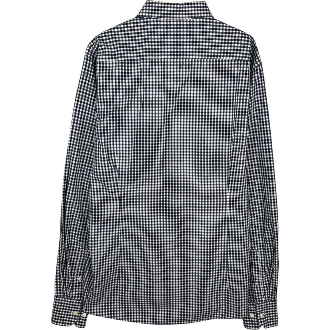 Barbour Tailored Fit Long-Sleeve Button-Down Check Shirt, Men's Size L (approx.) unclear navy blue type Vintage Second Hand