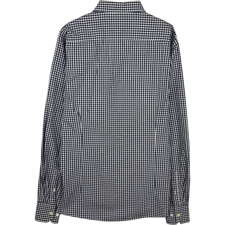 Barbour Tailored Fit Long-Sleeve Button-Down Check Shirt, Men's Size L (approx.) unclear navy blue type Vintage Second Hand
