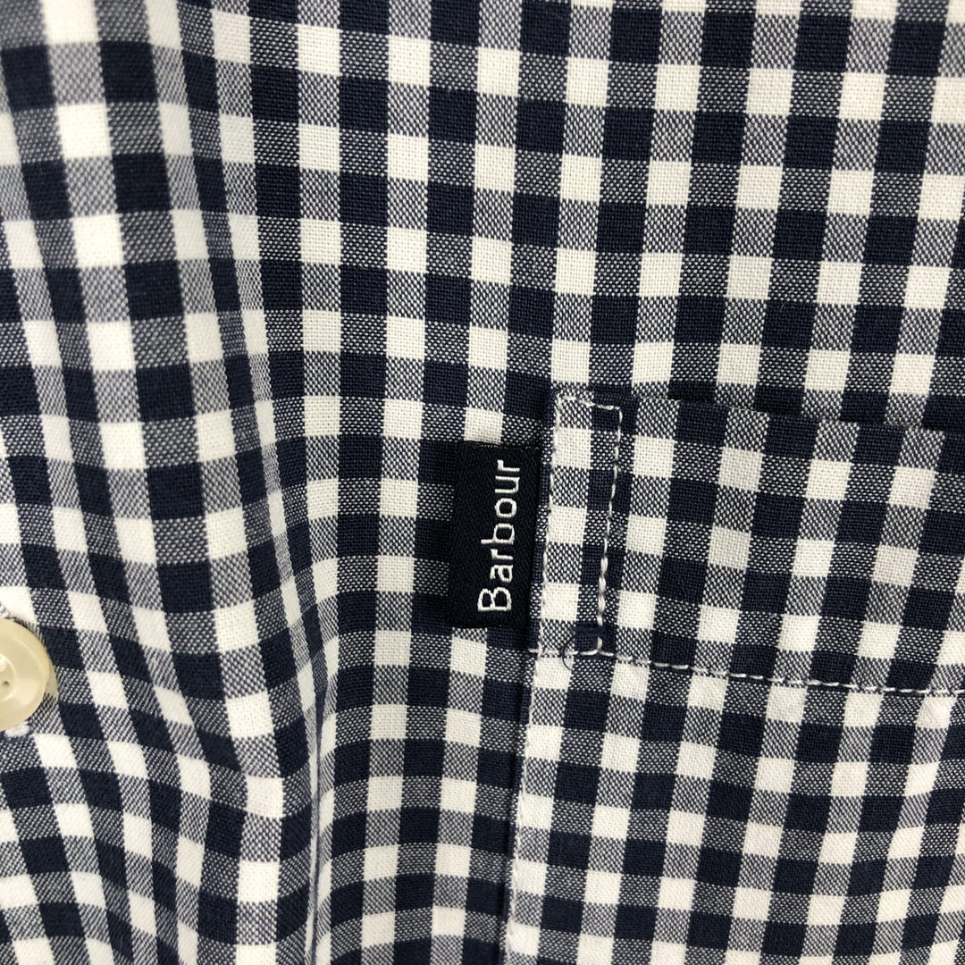 Barbour Tailored Fit Long-Sleeve Button-Down Check Shirt, Men's Size L (approx.) unclear navy blue type Vintage Second Hand