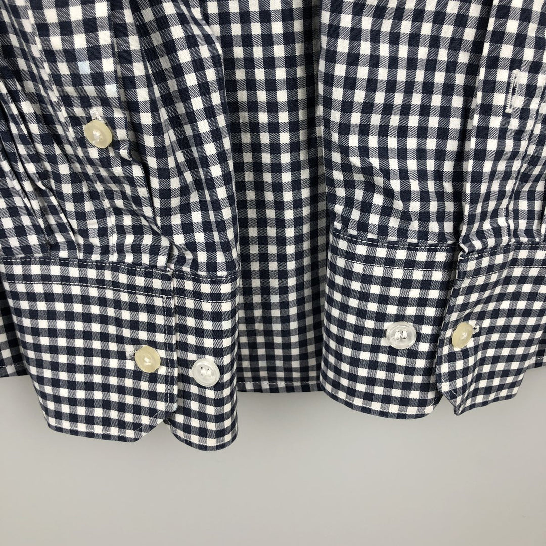 Barbour Tailored Fit Long-Sleeve Button-Down Check Shirt, Men's Size L (approx.) unclear navy blue type Vintage Second Hand