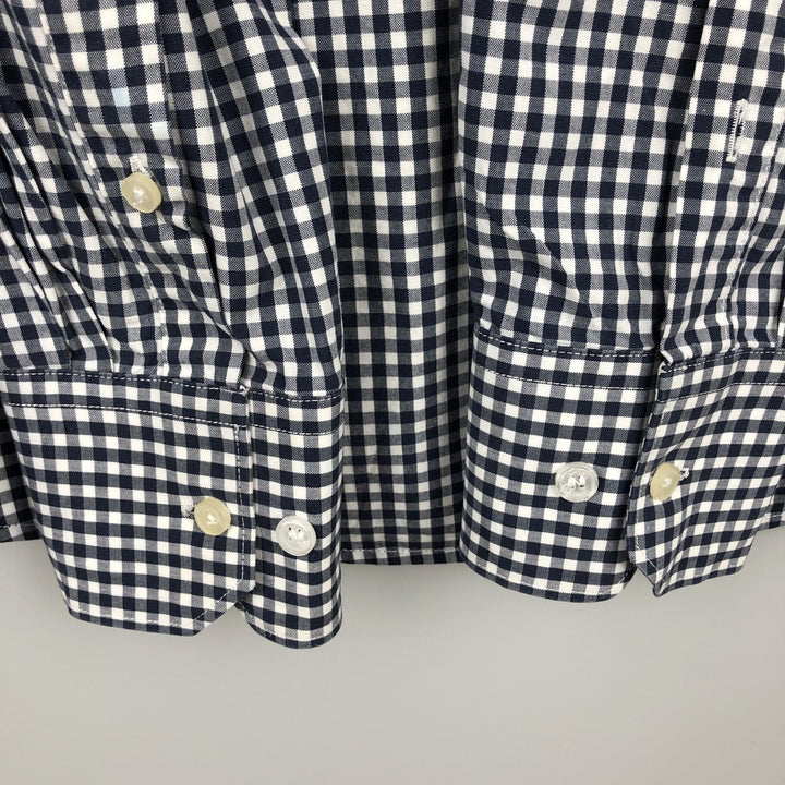 Barbour Tailored Fit Long-Sleeve Button-Down Check Shirt, Men's Size L (approx.) unclear navy blue type Vintage Second Hand