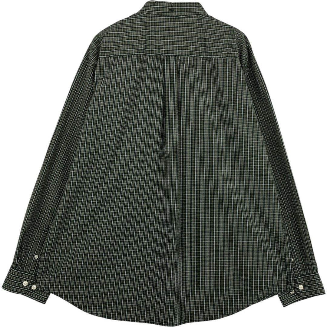 Eddie Bauer Long Sleeve Button-Down Check Shirt, Men's XL cotton green type Vintage Second Hand