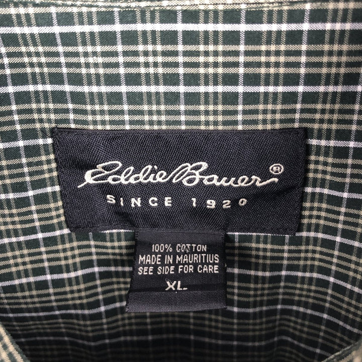 Eddie Bauer Long Sleeve Button-Down Check Shirt, Men's XL cotton green type Vintage Second Hand