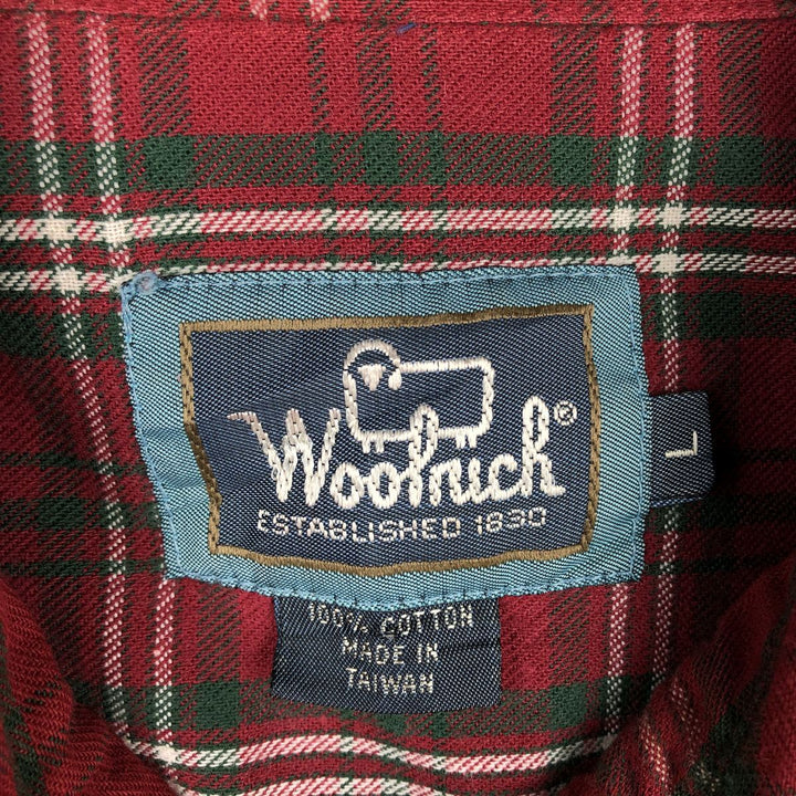 1990'S Woolrich Long-Sleeve Button-Down Check Shirt, Men's Size L (Equivalent), Vintage cotton red type Vintage Second Hand