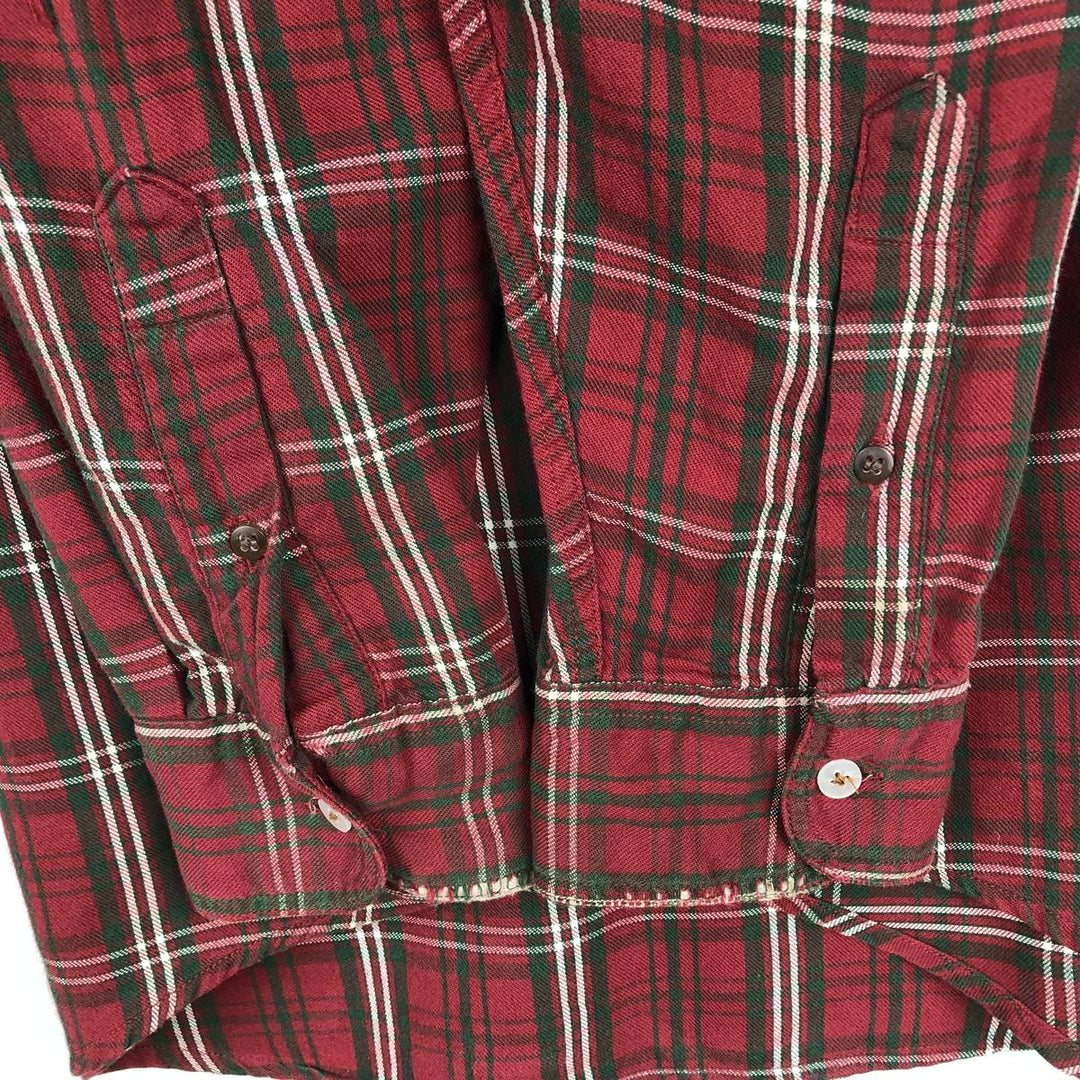 1990'S Woolrich Long-Sleeve Button-Down Check Shirt, Men's Size L (Equivalent), Vintage cotton red type Vintage Second Hand