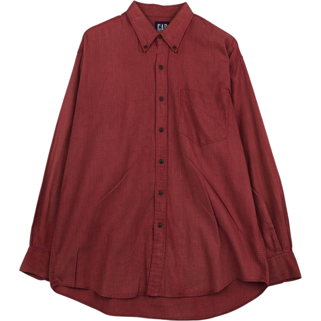 90'S GAP Vintage Long Sleeve Button-Down Check Shirt, Men's Size L cotton red type Vintage Second Hand